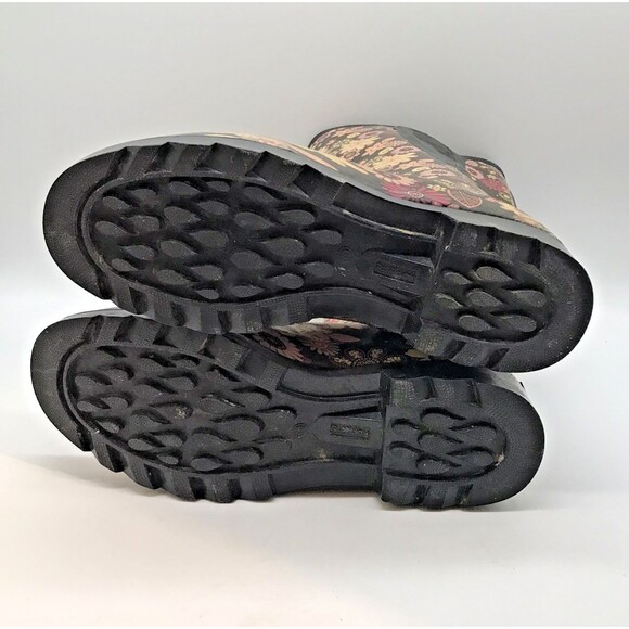 Puddletons Cozy Classic 11" Tall Rain Boots Women's 10 Floral Gussets Waterproof - Picture 8 of 11